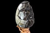 Septarian Dragon Egg Geode - Black Crystals #107184-3